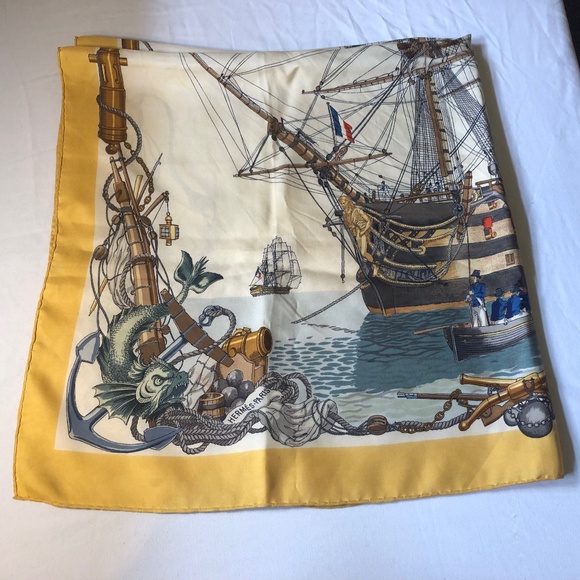 Vintage Hermes Scarf - L’Ocean Vaisseau de 118 Canons - Picture 6 of 8